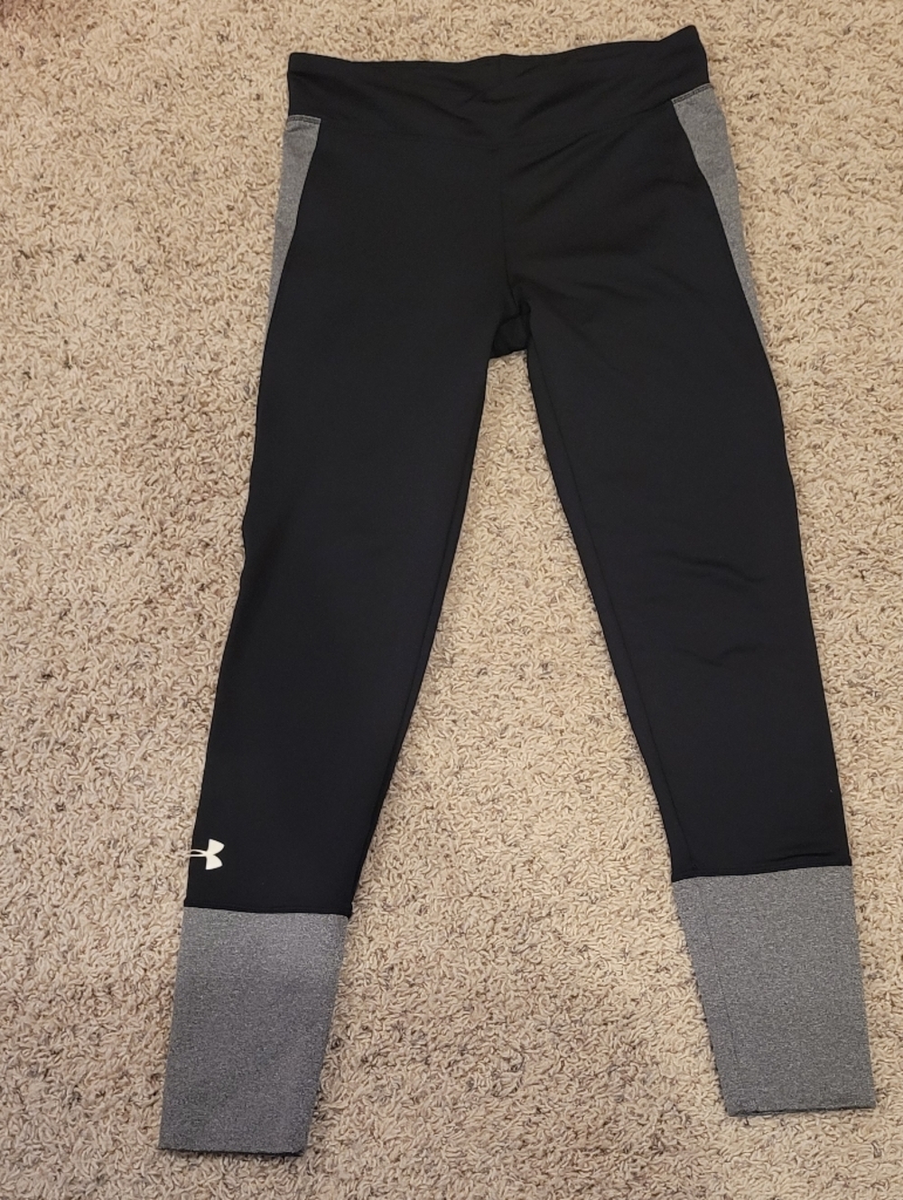 Under Armour Black Leggings with Heather Gray Cuffs
